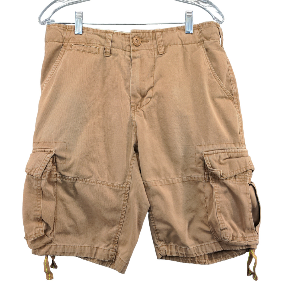 Gray Earth Mens Cargo Shorts Brown Size 32 Pockets Belt Loops Cotton